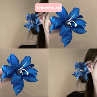Kẹp Tóc Hoa Xanh Dương Đậm immerce.sg Kẹp Hoa Loa Kèn Đi Biển KLKE