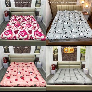  Tấm nệm topper trải giường trải sàn mềm mại êm ái gấp gọn sau khi sử dụng đệm topper có 4 dây cài 