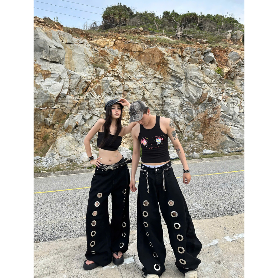C29 Marcchivo.Stu quần UNISEX đen  khoen