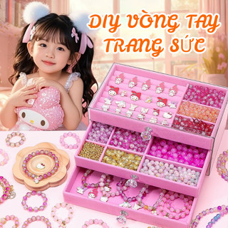   Mới  Bộ Làm Vòng Tay Trang Sức DIY Với 500+ Hạt Cườm & Charm Quà Tặng Dễ Thương Cho Bé Gái 