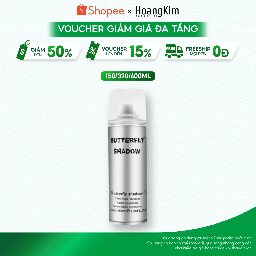 Gôm Xịt Tóc Butterfly Shadow Gôm Xịt Phồng Giữ Form Tóc 150ml, 320ml, 600ml