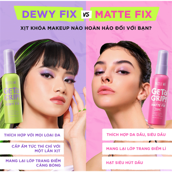 Xịt khóa Makeup DAZZLE ME Setting Spray Dewy + Matte Fix 60ml