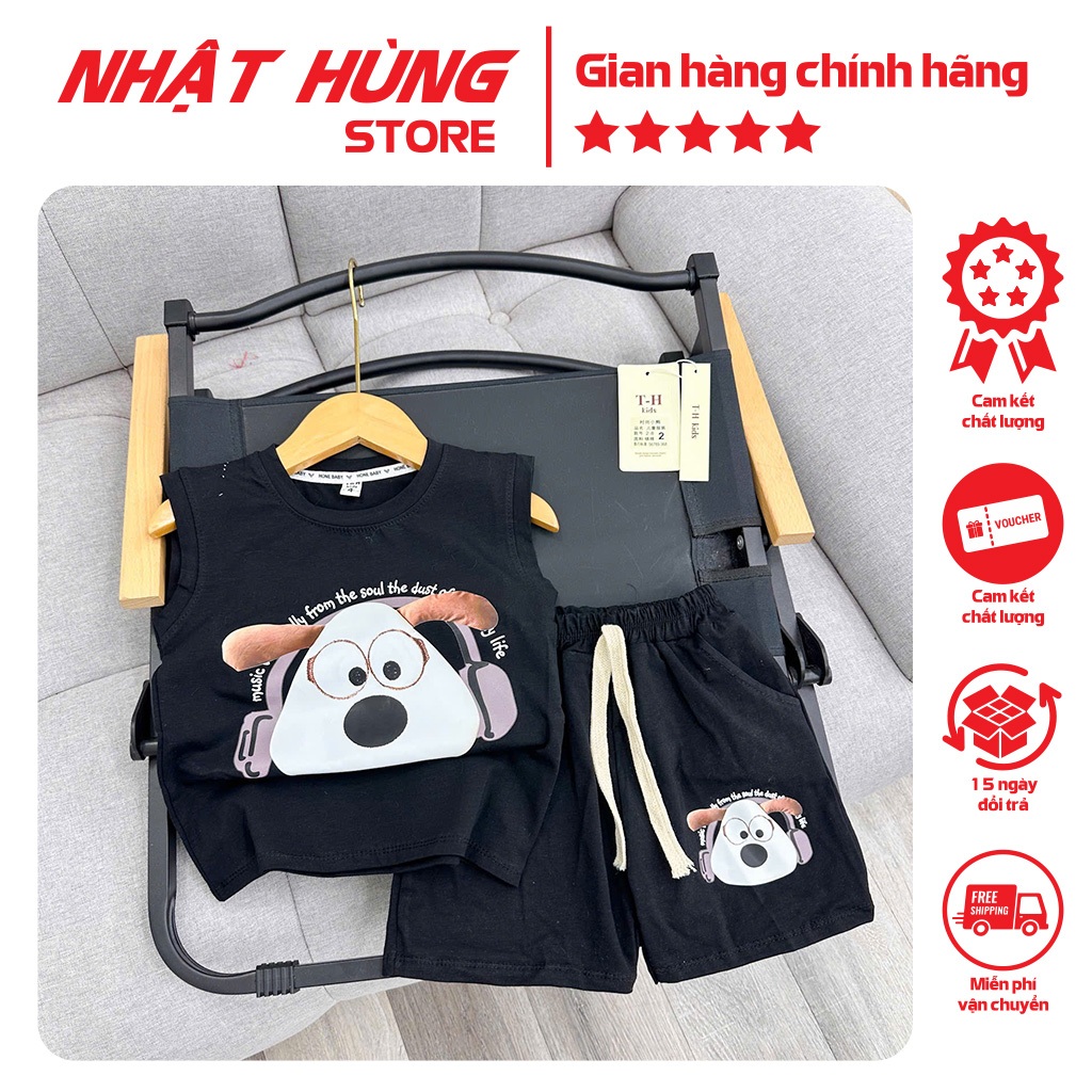 Bộ sát nách cho bé trai hìnhCHÓ TAI PHONE , set bộ thun trẻ em hiệu Nhật Hùng size 10-63kg - NH139