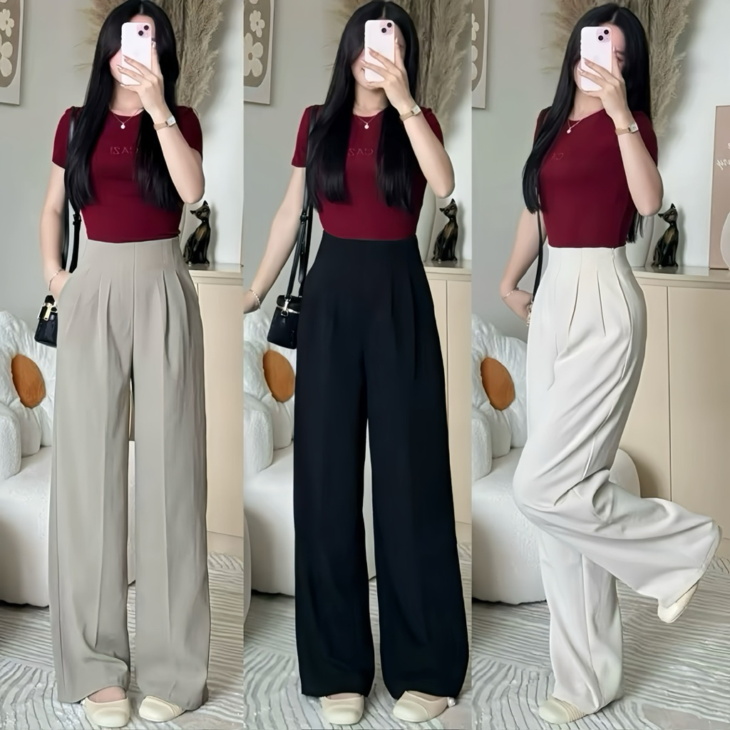 [Có Cho Nấm Lùn] Quần Cạp Liền Ống Rộng, Túi Sườn Vải Gold Nhật, 95cm và 103cm [M91-195]