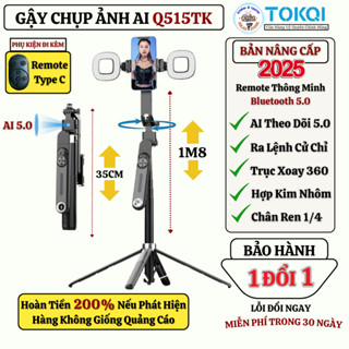 Gậy chụp ảnh 4 chân Q515TK Tích Hợp Gimbal AI Thông Minh Nhận Diện Khuân Mặt, Chuyển Động 360 độ