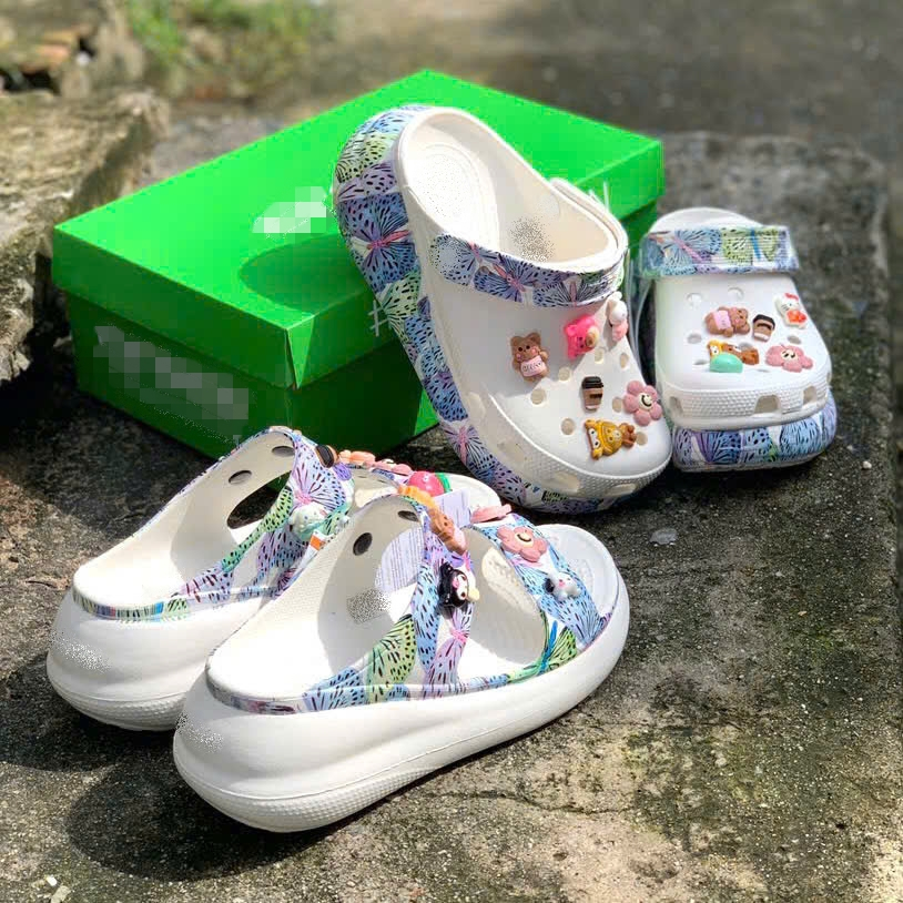  Dép sục Classic Cross Mega Crush Clog đế cao 7cm tôn dáng siêu bền thoáng khí đi mưa chống trượt Tặng 12 sticker 3D 