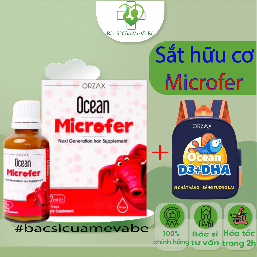 Sắt hữu cơ nhỏ giọt Orzax Ocean Microfer - Bổ sung sắt giúp trẻ phòng ngừa và cải thiện thiếu máu, t