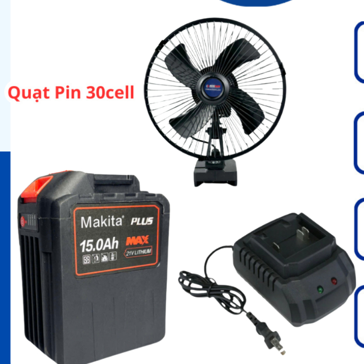 Combo Quạt Pin 30cell, Quạt Pin 8 Inch 2 Lấc Chỉnh Gió, Có Lấc Quay Đảo Chiều Sử Dụng Chân Pin Phổ T