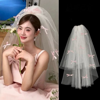 Voan cài Tóc cô dâu đính nơ xinh xắn