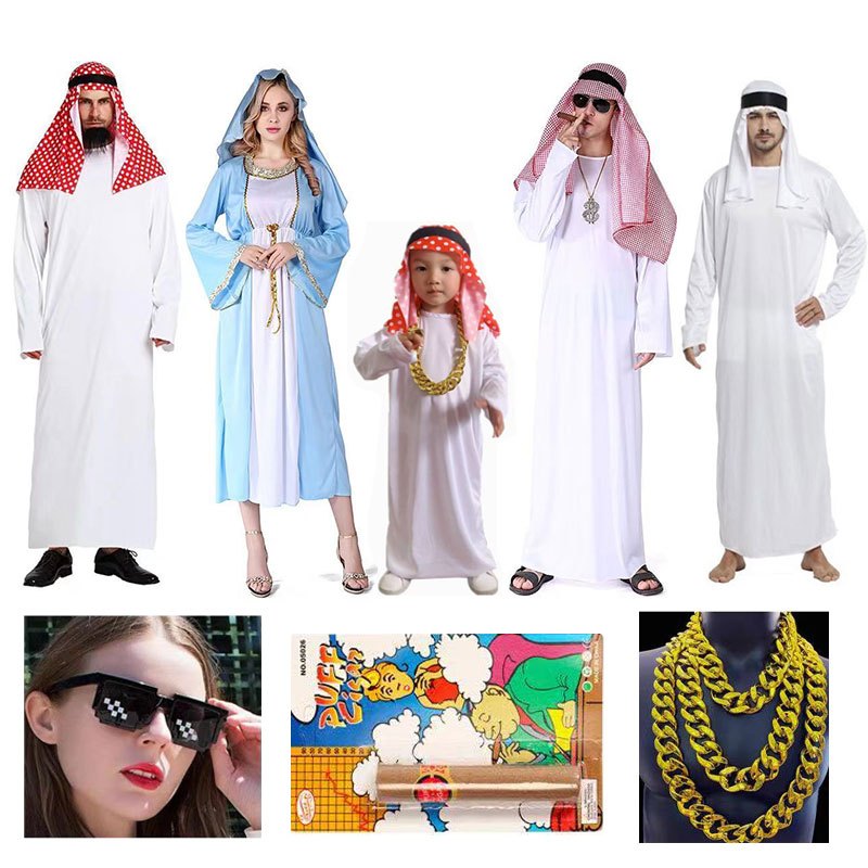  Trang Phục Set đồ Ả Rập Dubai: Áo choàng dự tiệc + phụ kiện - Quà tặng sáng tạo cho sự kiện hóa trang 