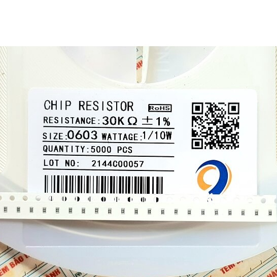 Trở dán 30KΩ 1/10W Kích thước 0603 (100 chiếc)