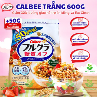 【DATE MỚI Ngũ cốc Calbee TRẮNG GIẢM ĐƯỜNG Giảm Cân Ăn Kiêng Nhật Bản Mix Sữa Chua Hoa Quả Hạt Khô Granola 600G