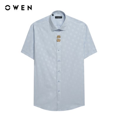 Owen - Áo sơ mi ngắn tay Slim Fit AS250072N màu Xanh nhạt chất liệu Bamboo poly