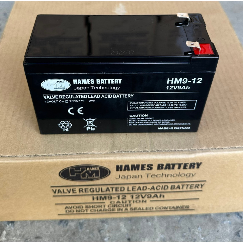 Ắc quy 12V-9Ah HAMES HM9-12 loại bình 9A