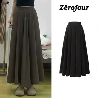 Chân váy xếp ly dáng xòe dài cạp cao tôn dáng vải đứng form basic dễ phối đồ đi học thời trang công sở Hàn Quốc ZEROFOUR