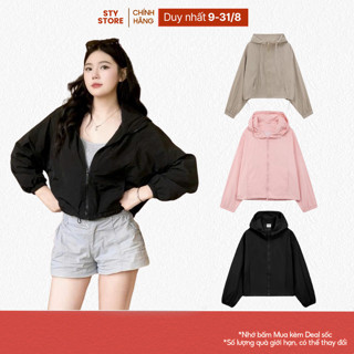 Áo Khoác Dù STY Form Lửng Nhiều Màu Có Mũ Dây Rút Chắn Gió Chống Nắng Hàn Quốc Hàng 2 Lớp
