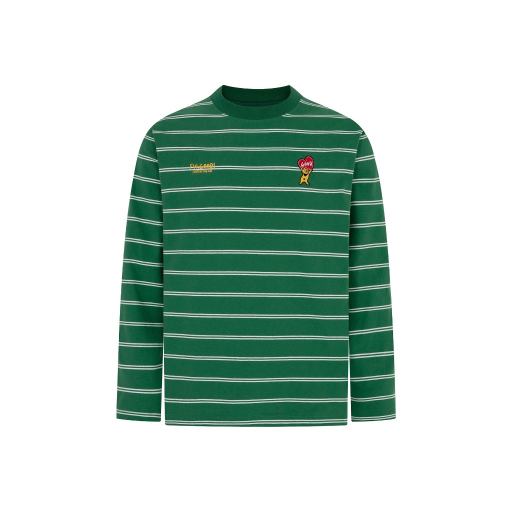 FW.GOODS - Lita Long Sleeve Boxy Striped Sweater Green - Áo thun tay dài sọc nam nữ