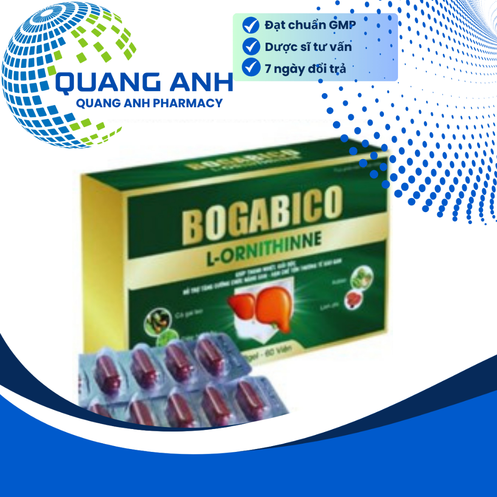 [CHÍNH HÃNG] Viên uống BOGABICO L-ORNITHIN thanh nhiệt thải độc Hộp 60 viên