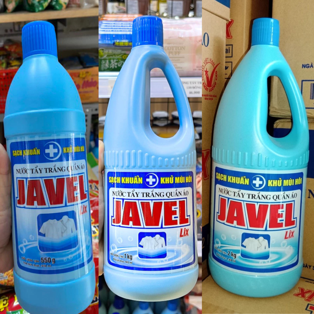 Nước Javel Tẩy Trắng Quần Áo LIX Chai 500G~1KG~2KG - Sạch Khuẩn, Khử Mùi Hôi