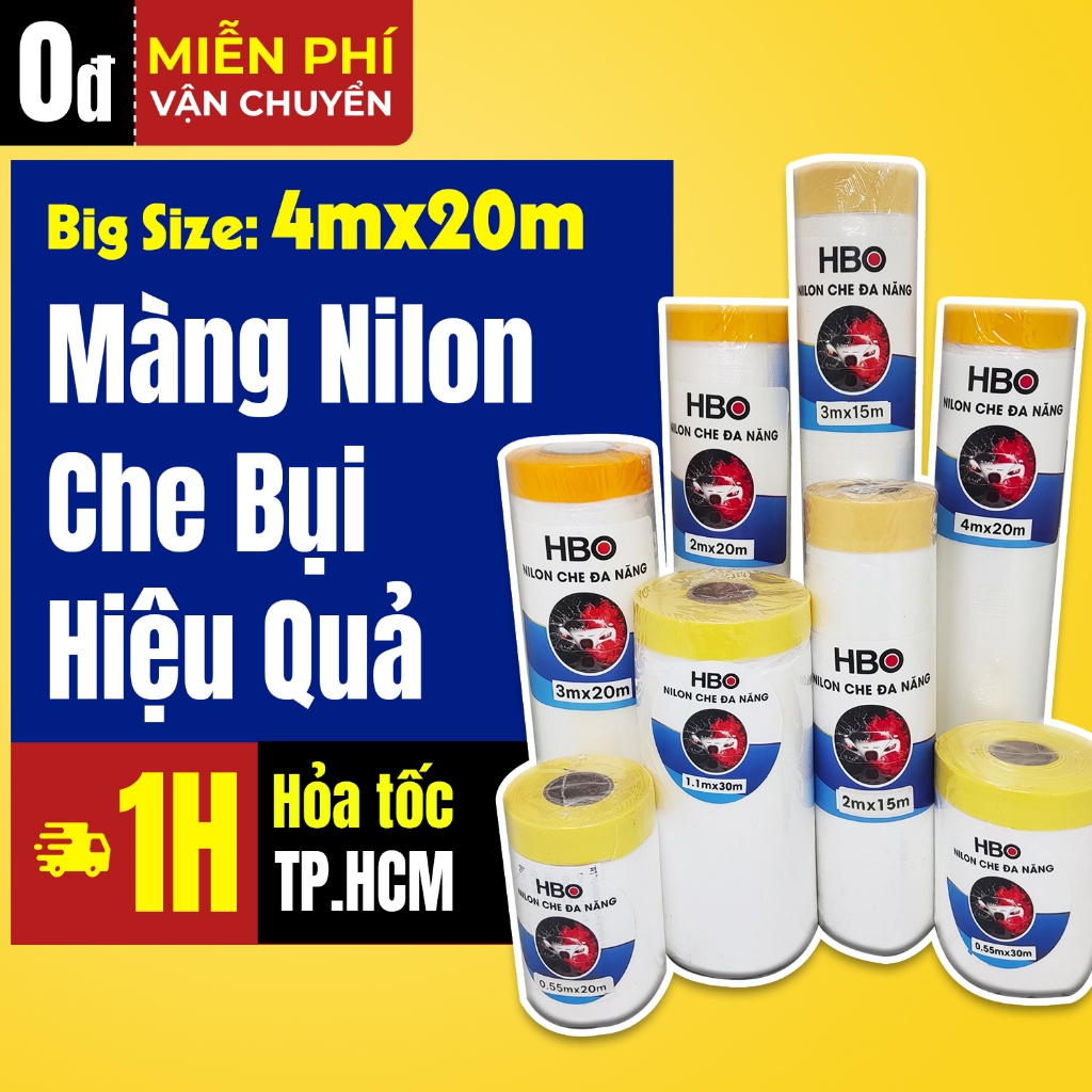 Màng bọc nilon che bụi nhiều kích thước, băng keo nilon che sơn ngăn bụi, màng nilon phủ đồ kích thư