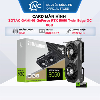 Card màn hình ZOTAC GAMING GeForce RTX 5060 Twin Edge OC 8GB - HÀNG NEW - BH 36 THÁNG - FULL VAT 