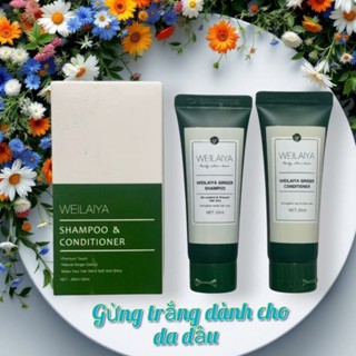   Mini Size  Cặp dầu gội và xả thảo mộc Weilaiya gừng ngăn rụng kích mọc tóc 