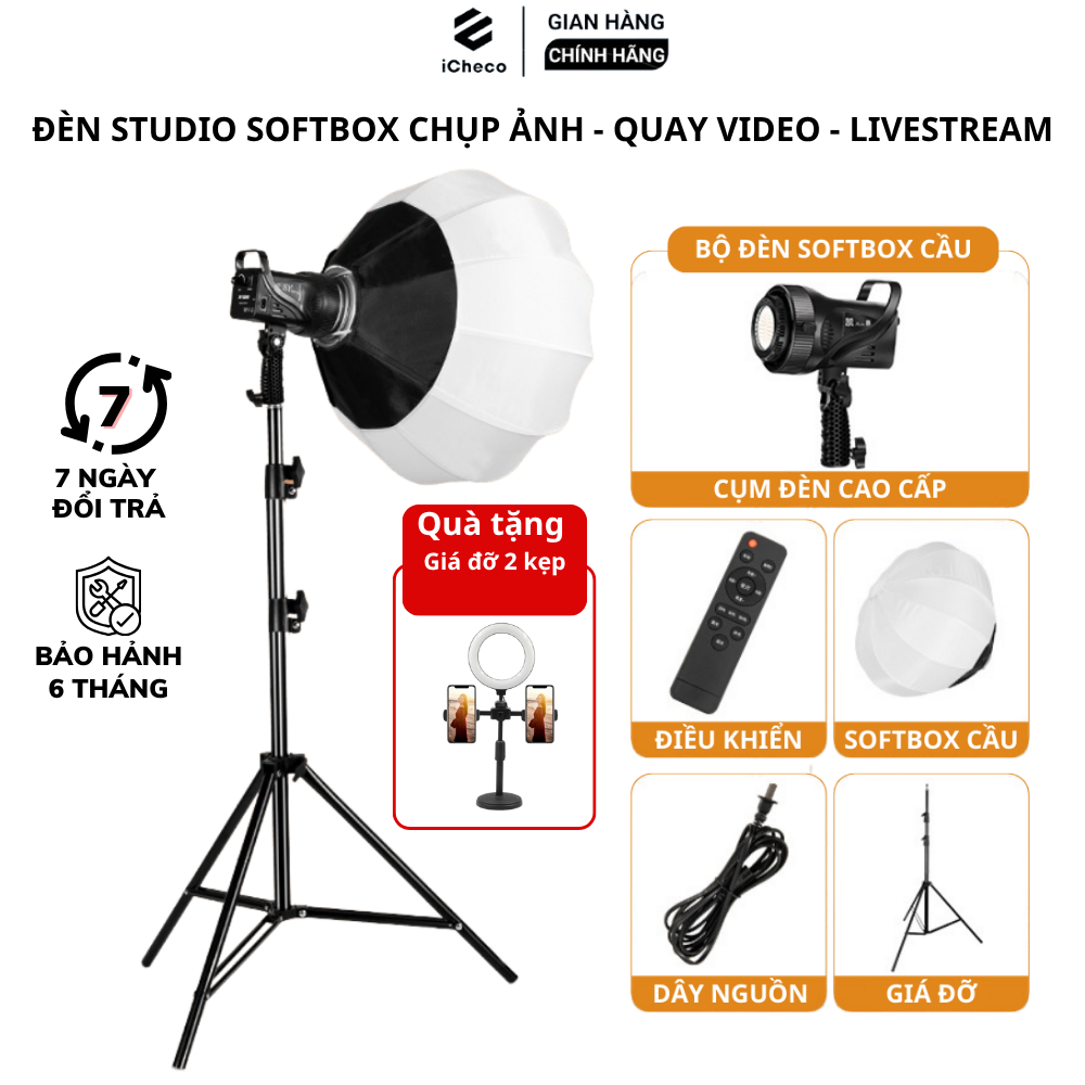[ HOẢ TỐC] Đèn softbox cầu livestream bán hàng chụp ảnh quay video studio chuyên nghiệp iCheco SBC-5