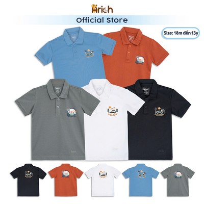 Áo Polo trẻ em arich , chất liệu Modal co dãn, thoáng mát cho Bé 18 tháng đến 5 tuổi