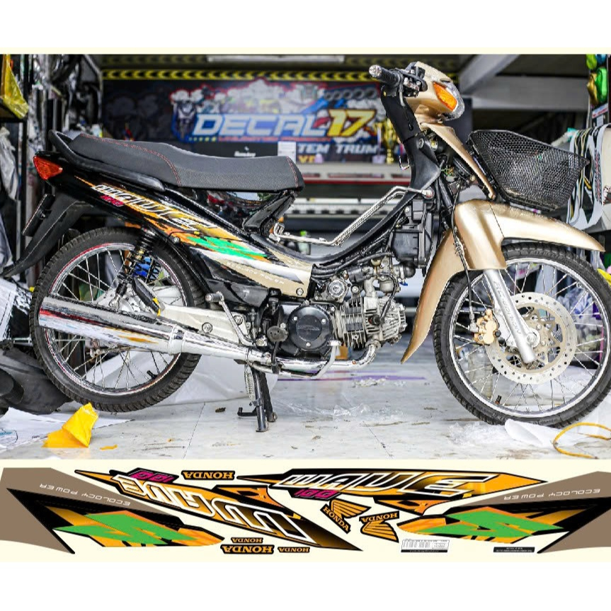 TEM RỜI WAVE NHỎ NÂU VÀNG S 100 DECAL 3 LỚP