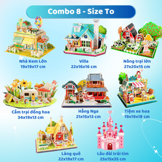 COMBO 8 BỘ CHO BÉ - Đồ Chơi Lắp Ghép Mô Hình 3D Size To 18-25 cm - Quà Tặng Thú Vị Cho Bé
