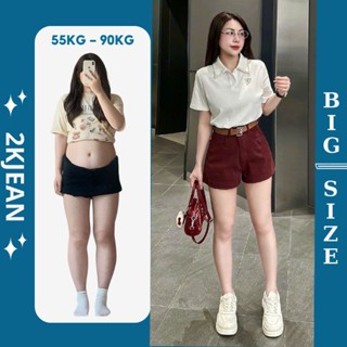 Quần short jean nữ màu đỏ đô form chữ A bigsize từ 55kg đến 85kg thời trang cao cấp 2Kjeans MS1088