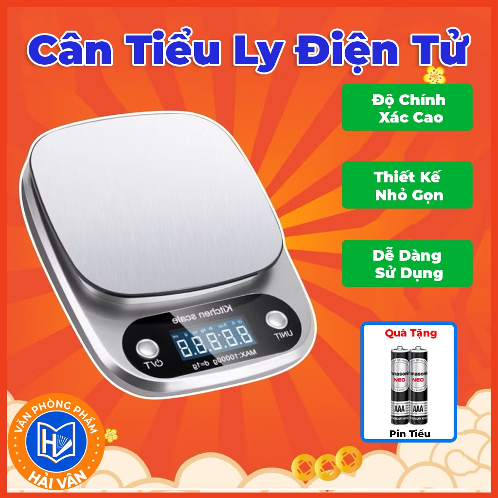 Cân Tiểu Ly Điện Tử Chính Xác Cao 0.1g Đến 10kg, Cân Điện Tử Mini , Tặng Kèm Pin, Thiết Kế Nhỏ Gọn, Dễ Dàng Sử Dụng