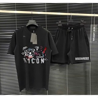 Bộ Quần Áo DSQ Chú Cún Dễ Thương Phối Quần DSq Hottrend Nam Nữ Mùa hè 2025 Vải Thoáng mát mềm Mịm