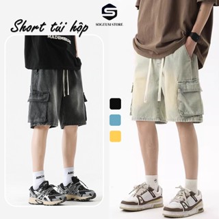 Quần Short SỌT đùi KAKI jean Nam Túi hộp co dãn 4 chiều, Quần Sooc bò trơn và rách thời trang Sogeum Store