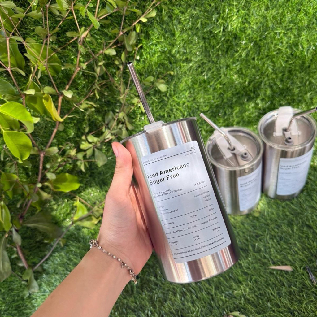 Ly Giữ Nhiệt Bạc Kèm Ống Hút, ly giữ nhiệt 600ml,inox 304 chống gỉ,Cốc Giữ Nhiệt, Ly Bạc Giữ Nhiệt