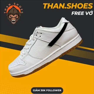 Giày SB Dunk Low Orange Label White Navy, SB Trắng Đế Nâu - Than.Shoes