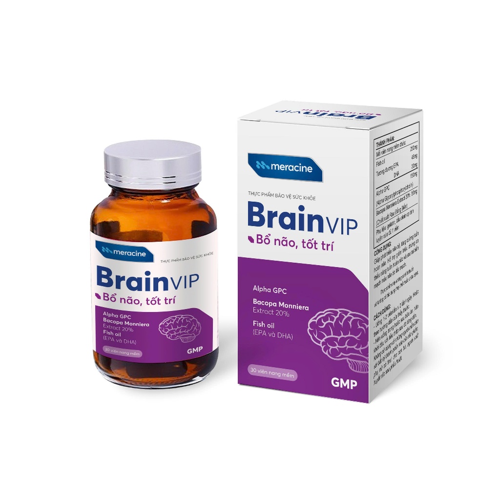 Brain Vip – Viên uống hỗ trợ tuần hoàn máu não Lọ 30 viên