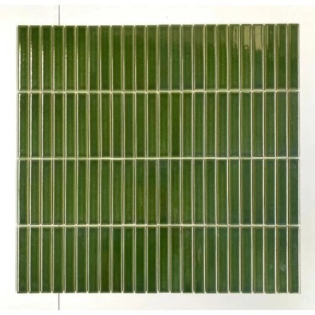 Gạch mosaic thẻ que 3 hàng kt 30x30cm, gạch dán tường stackbond màu xanh mix trang trí quán cafe,..