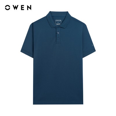 Owen - Áo polo Bodyfit APV253640 màu Xanh dương chất liệu CVC Spandex