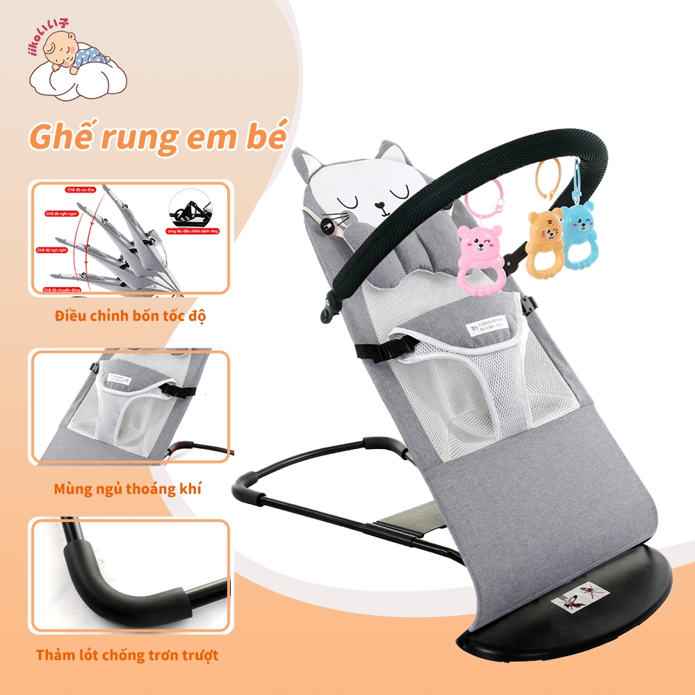 Ghế Nhún Cho Bé Thương Hiệu iiko Thiết Kế Chống Võng Lưng Dành Cho Bé Sơ Sinh Đi Kèm Gối Đầu Và Thanh Treo Đồ Chơi