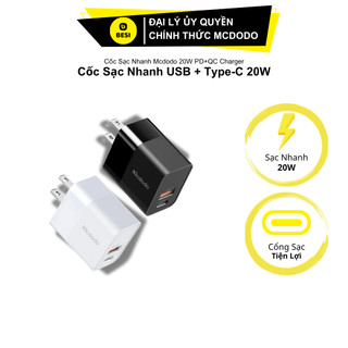  Củ Sạc Mcdodo PD 20W 2 Cổng USB & Type-C | Sạc Nhanh Cùng Lúc 2 Thiết Bị Gọn Nhẹ 