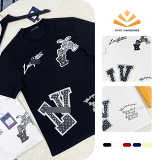 Áo Thun Nam Nữ LV In Thỏ Đập Búa Siêu nét, áo phông siêu cute vải cotton