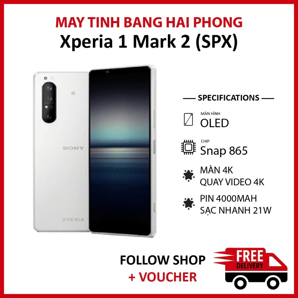 Điện thoại Sony Xperia 1 Mark 2 (X1 Mark 2) (SPX) RAM 8/128GB chip Snapdragon 865 5G màn OLED pin 40