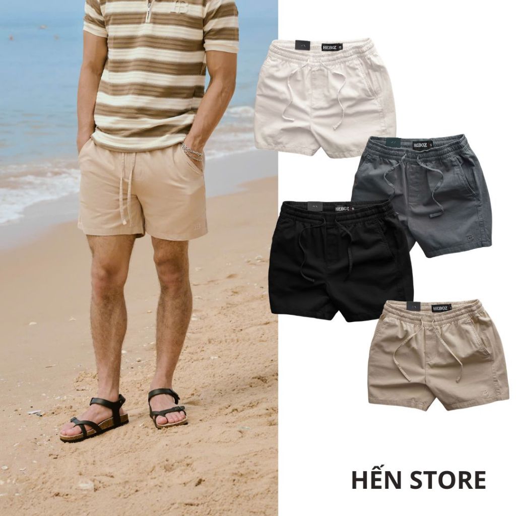 [HẾN STORE MENSWEAR] [FORM NGẮN] Quần short kaki dáng relax Heboz 4M, quần đùi nam FORM NGẮN lưng co