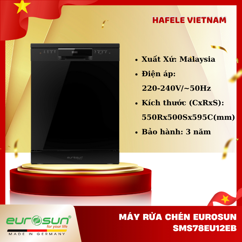 MÁY RỬA BÁT EUROSUN - SMS60E08EB - FEM