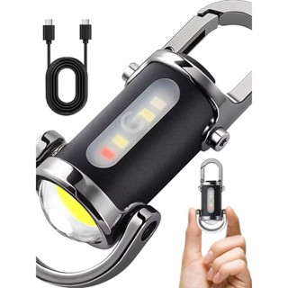 $$ Đèn pin móc khóa YUANQIN, Đèn pin LED sạc USB Mini, có đèn đỏ & xanh di động Đèn làm việc siêu sáng ngoài trời #@