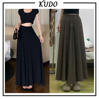 Chân váy dáng dài xếp ly kiểu midi basic trẻ trung vải tuyết mưa mềm mặc đi làm đi chơi KUDOSHOP
