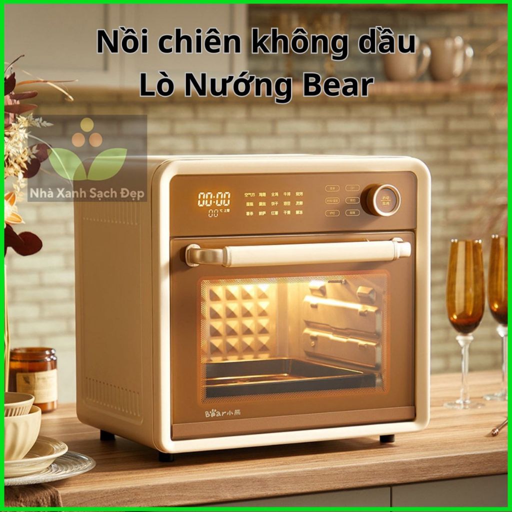 Nồi chiên không dầu Bear DKX-F18G5 18L điều khiển cảm ứng tích hợp 15 chương trình nấu ăn có sẵn, nồi chiên không dầu