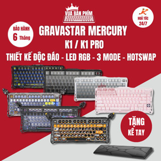 Bàn phím cơ Gravastar Mercury k1 lite / k1 pro không dây, led rgb , hotswap , led viền , thiết kế đẹp mắt , mạch xuôi
