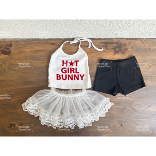 [Hàng Thiết Kế Chính Chủ] Set áo thun trắng cổ yếm + quần đùi legging đen siêu xinh cho bé gái (không kèm tạp dề)